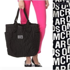 Marc by Marc Jacob Quilted Navy Tote Bag | Black & Logo Print